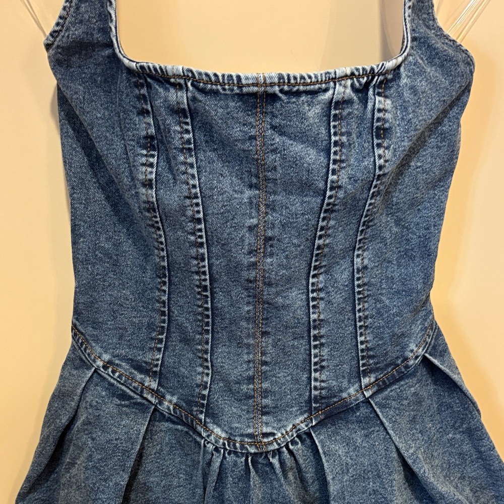Windsor Denim Mini Dress in Blue - Picture 2 of 6